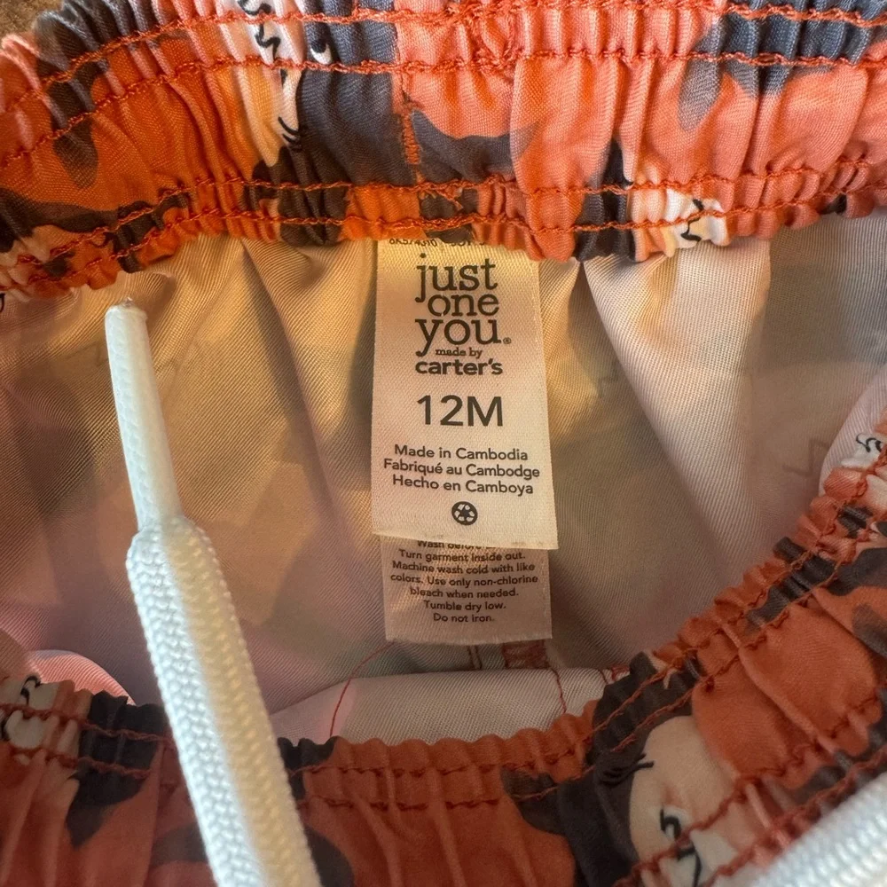 Carter's Just One You Boys Gray Shark (12m) and Red Lobster (18m) Swimwear Sets